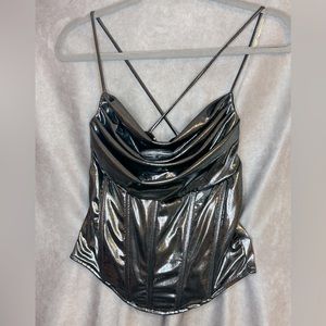 Windsor Black/Silver Corset Top